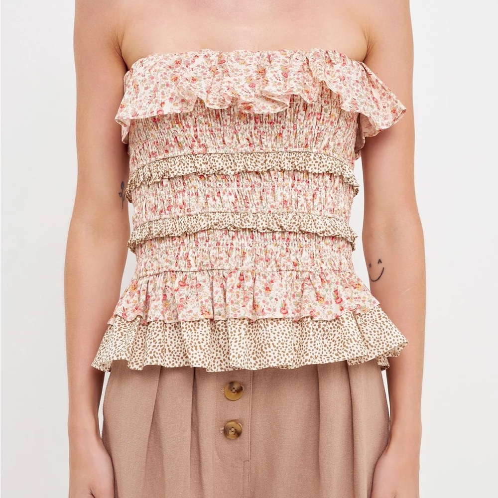 English Factory‎ Floral Smocked Sleeveless Top Large - Picture 2 of 7